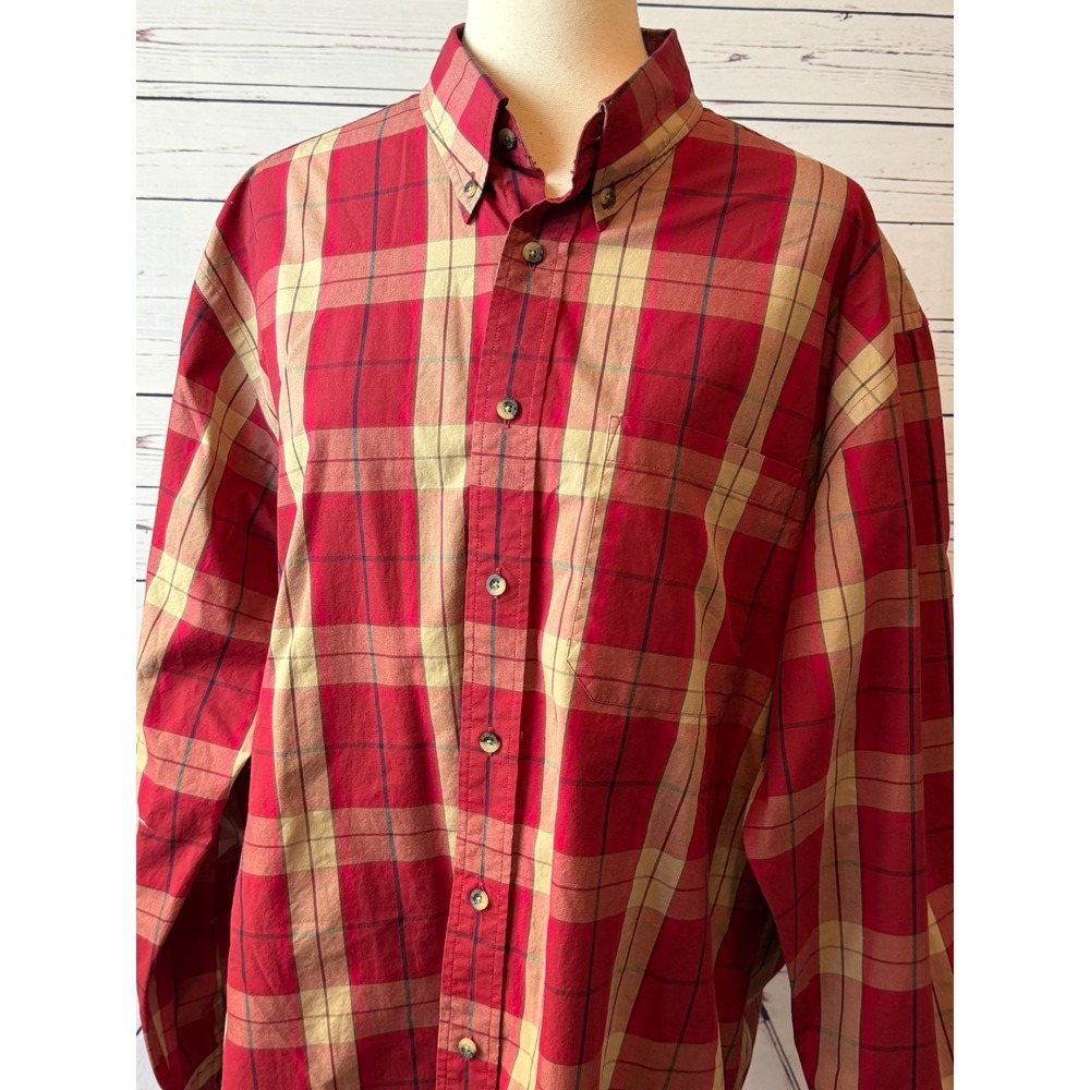 Pendleton button‎ front shirt Large LoNg Plaid Westen Cotton Mens Long sleeve